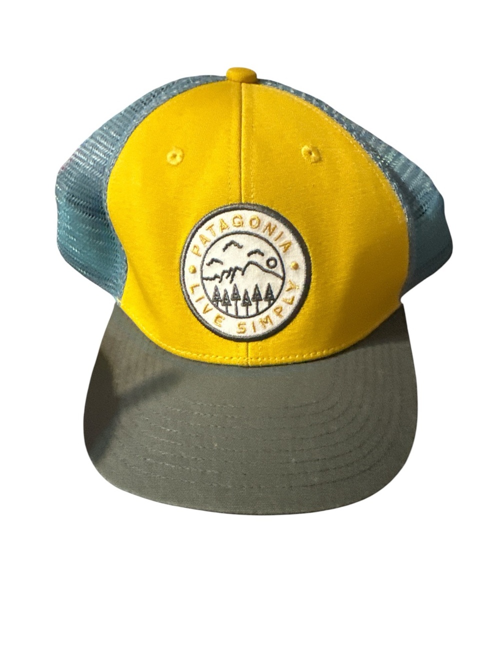 Patagonia Yellow & Teal Mesh Patch Trucker Hat